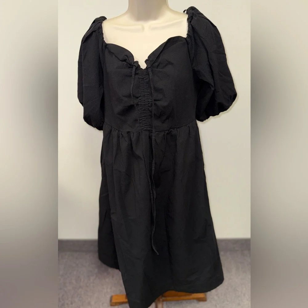 NWT Free Assembly (Medium) Brand New Black Puffer Sleeve Dress - Picture 3 of 7